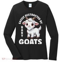 Easily Distracted By Baby Goats Farmer Baby Goat Breed Lover Women's Long Sleeve Shirt thumb 0