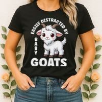 Easily Distracted By Baby Goats Farmer Baby Goat Breed Lover Women's T-Shirt thumb 2
