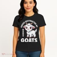 Easily Distracted By Baby Goats Farmer Baby Goat Breed Lover Women's T-Shirt thumb 4