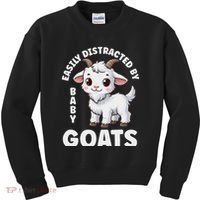 Easily Distracted By Baby Goats Farmer Baby Goat Breed Lover Kids Sweatshirt thumb 0