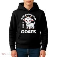 Easily Distracted By Baby Goats Farmer Baby Goat Breed Lover Kids Hoodie thumb 4