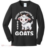 Easily Distracted By Baby Goats Farmer Baby Goat Breed Lover Kids Long Sleeve Shirt thumb 0
