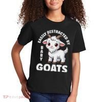 Easily Distracted By Baby Goats Farmer Baby Goat Breed Lover Kids T-Shirt thumb 2