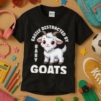 Easily Distracted By Baby Goats Farmer Baby Goat Breed Lover Kids T-Shirt thumb 3