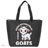 Easily Distracted By Baby Goats Farmer Baby Goat Breed Lover Tote Bag thumb 0