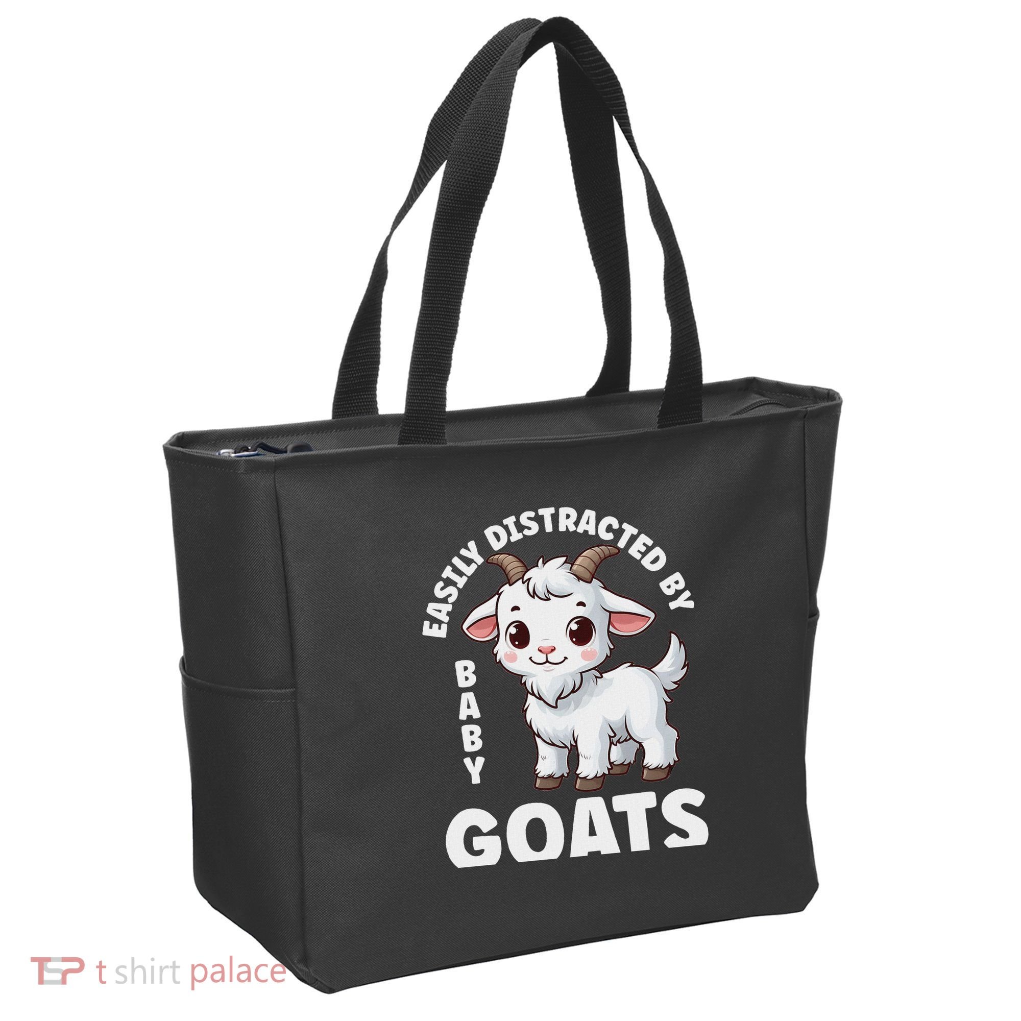 Easily Distracted By Baby Goats Farmer Baby Goat Breed Lover Tote Bag