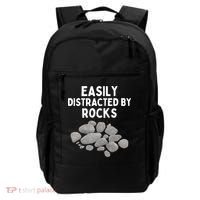Easily Distracted By Rocks Funny Rock Lover Gift Backpack thumb 0