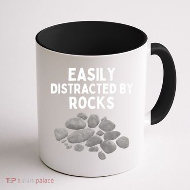 Easily Distracted By Rocks Funny Rock Lover Gift Coffee Mug back