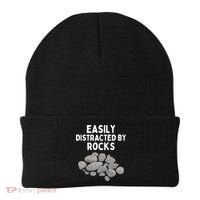 Easily Distracted By Rocks Funny Rock Lover Gift Beanie thumb 0