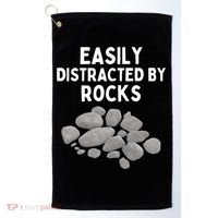 Easily Distracted By Rocks Funny Rock Lover Gift Golf Towel thumb 0
