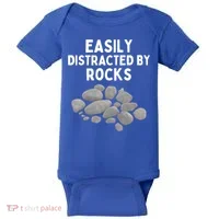 Easily Distracted By Rocks Funny Rock Lover Gift Baby Bodysuit thumb 0