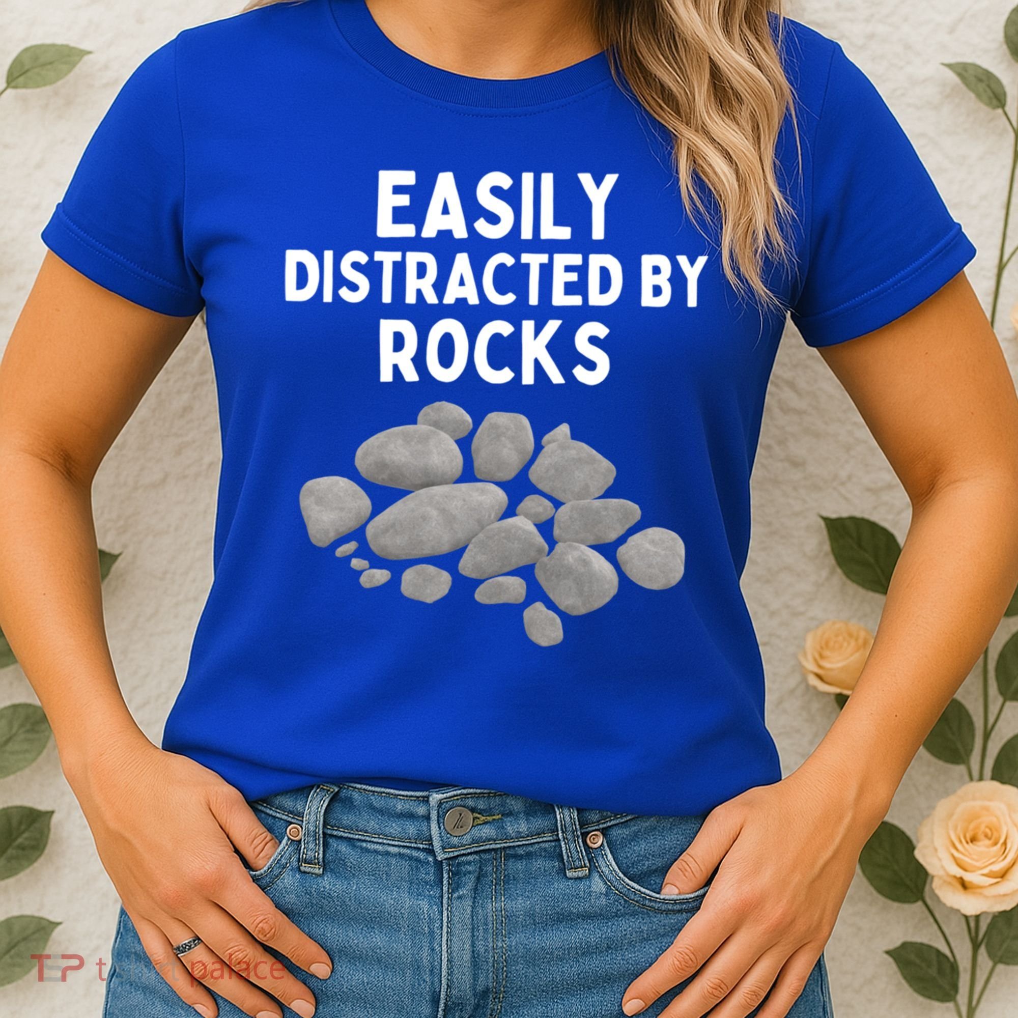 Easily Distracted By Rocks Funny Rock Lover Gift Women's T-Shirt