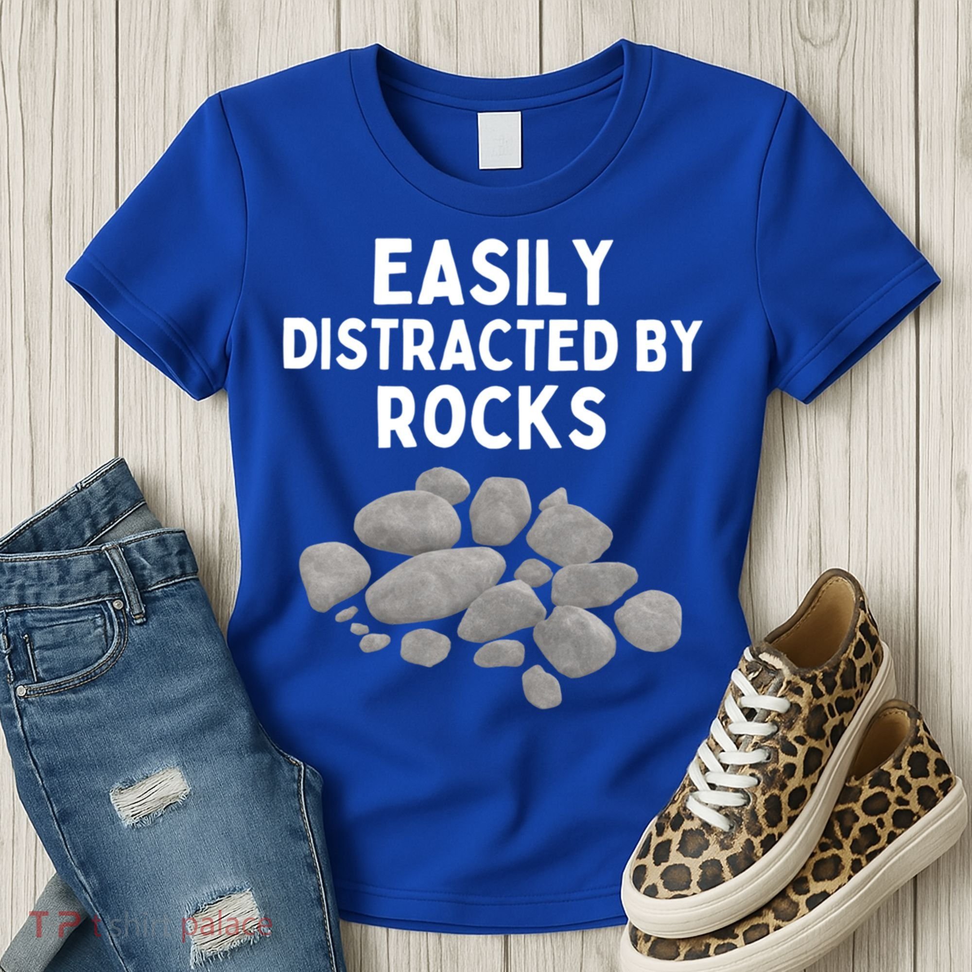 Easily Distracted By Rocks Funny Rock Lover Gift Women's T-Shirt