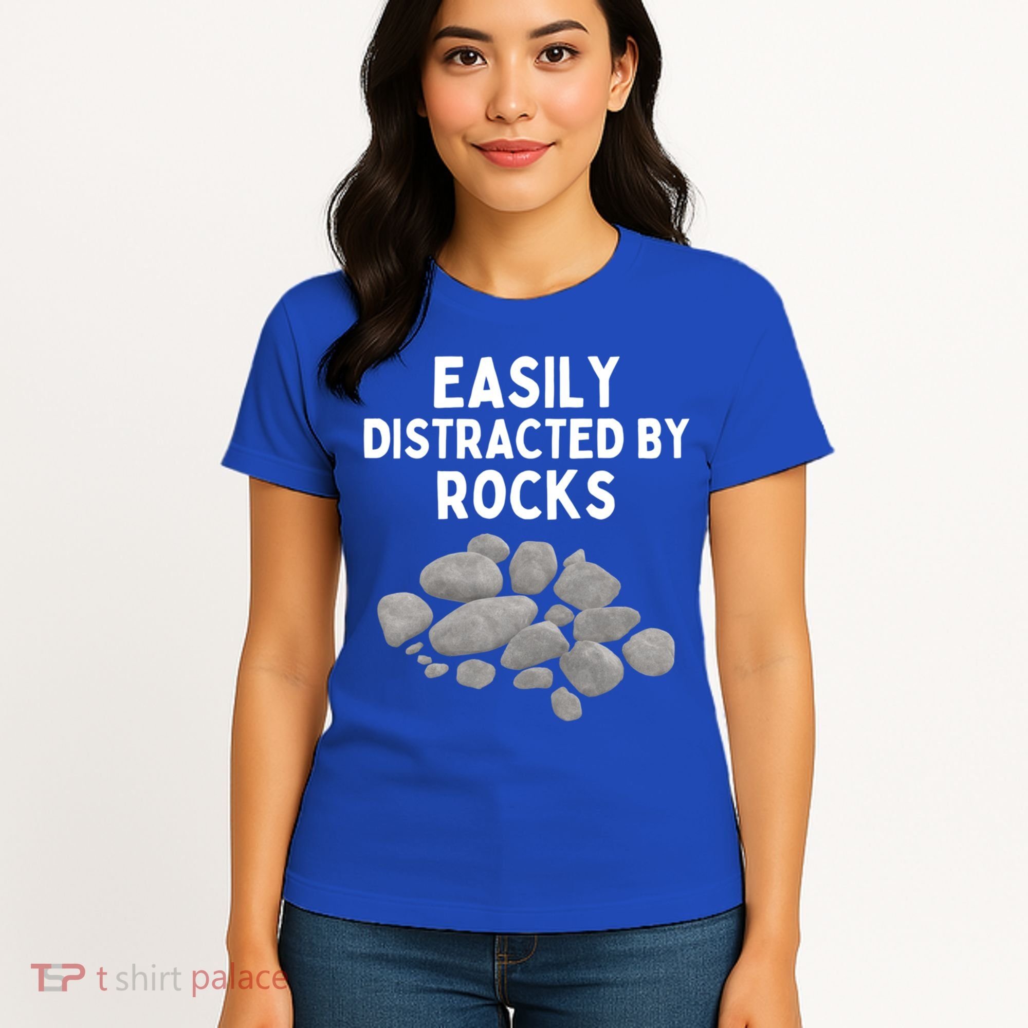Easily Distracted By Rocks Funny Rock Lover Gift Women's T-Shirt