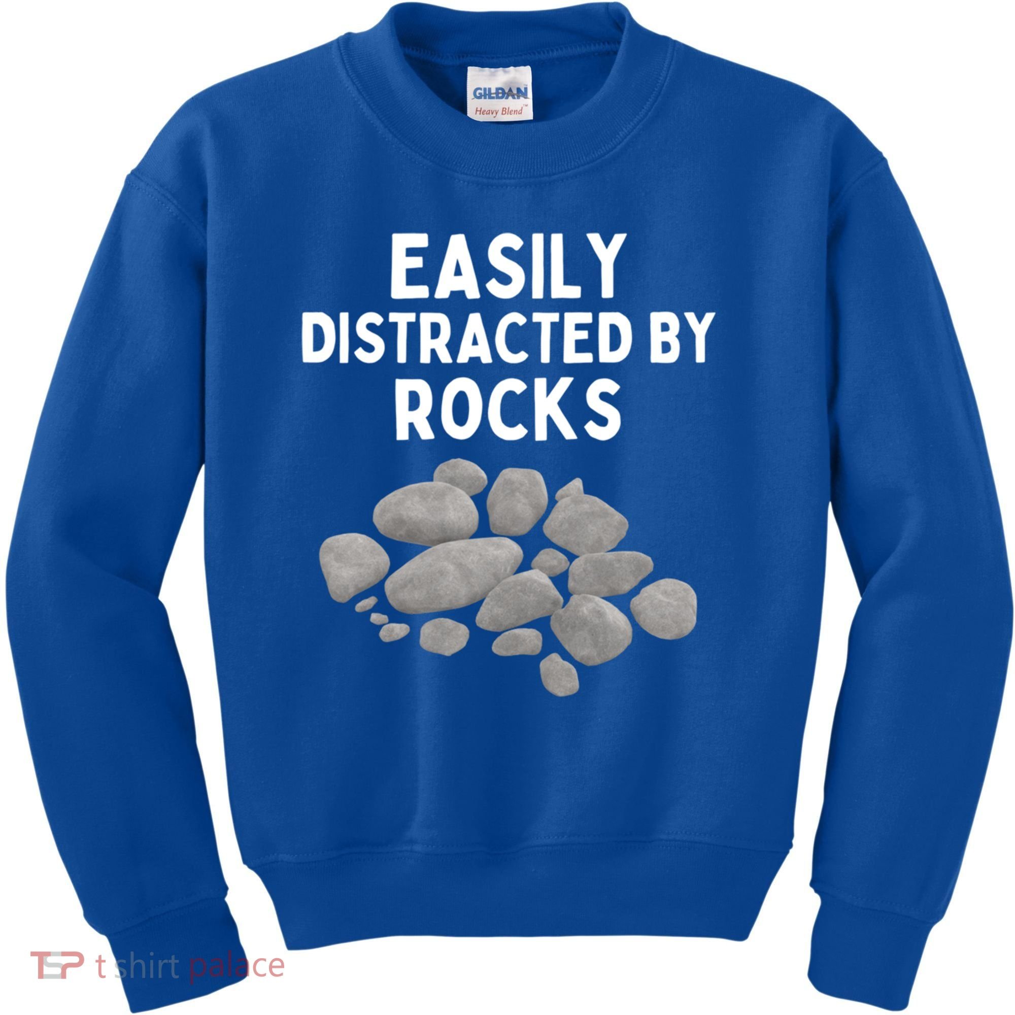 Easily Distracted By Rocks Funny Rock Lover Gift Kids Sweatshirt