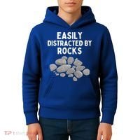 Easily Distracted By Rocks Funny Rock Lover Gift Kids Hoodie thumb 4