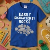 Easily Distracted By Rocks Funny Rock Lover Gift Kids T-Shirt thumb 3