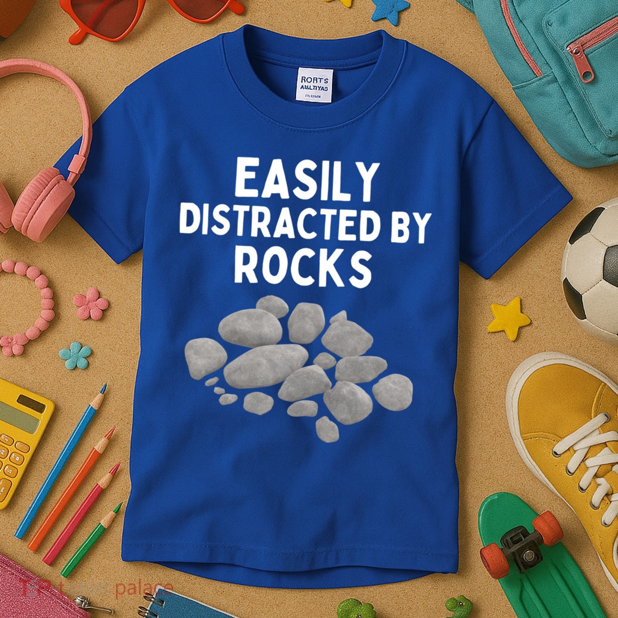 Easily Distracted By Rocks Funny Rock Lover Gift Kids T-Shirt