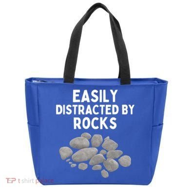 Easily Distracted By Rocks Funny Rock Lover Gift Tote Bag