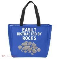 Easily Distracted By Rocks Funny Rock Lover Gift Tote Bag thumb 0
