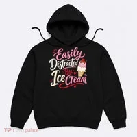 Easily Distracted By Ice Cream Funny Cute Hoodie thumb 0