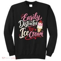Easily Distracted By Ice Cream Funny Cute Sweatshirt thumb 0