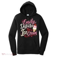 Easily Distracted By Ice Cream Funny Cute Women's Hoodie thumb 0
