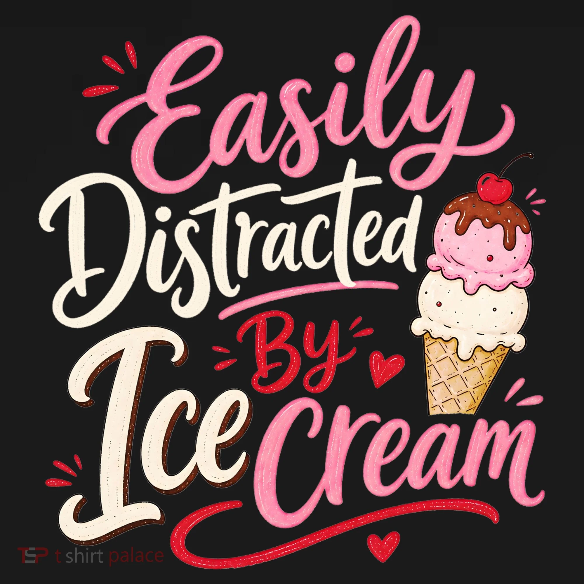 Easily Distracted By Ice Cream Funny Cute Women's Hoodie