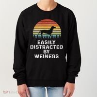 Easily Distracted By Weiners Weiner Dog Owner Gifts Weenie Women's Sweatshirt thumb 0