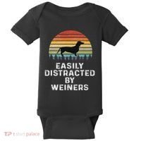 Easily Distracted By Weiners Weiner Dog Owner Gifts Weenie Baby Bodysuit thumb 0