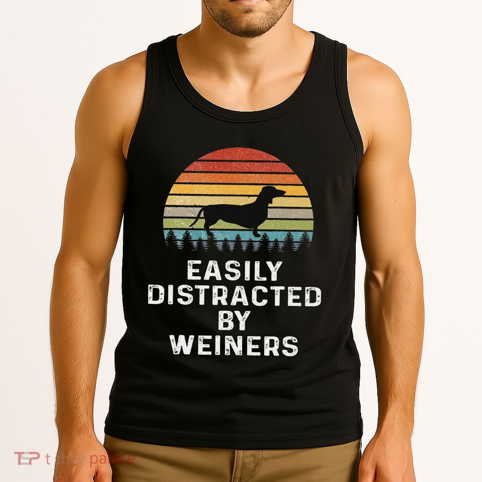 Easily Distracted By Weiners Weiner Dog Owner Gifts Weenie Tank Top