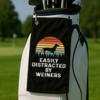Easily Distracted By Weiners Weiner Dog Owner Gifts Weenie Golf Towel thumb 2