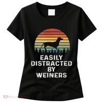 Easily Distracted By Weiners Weiner Dog Owner Gifts Weenie Women's T-Shirt thumb 0