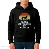 Easily Distracted By Weiners Weiner Dog Owner Gifts Weenie Kids Hoodie thumb 4