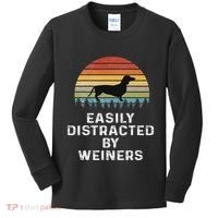 Easily Distracted By Weiners Weiner Dog Owner Gifts Weenie Kids Long Sleeve Shirt thumb 0
