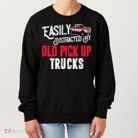 Easily Distracted By Old Pickup Trucks Classic Cars Women's Sweatshirt thumb 0