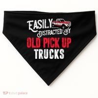 Easily Distracted By Old Pickup Trucks Classic Cars USA-Made Doggie Bandana thumb 0