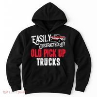 Easily Distracted By Old Pickup Trucks Classic Cars Hoodie thumb 0