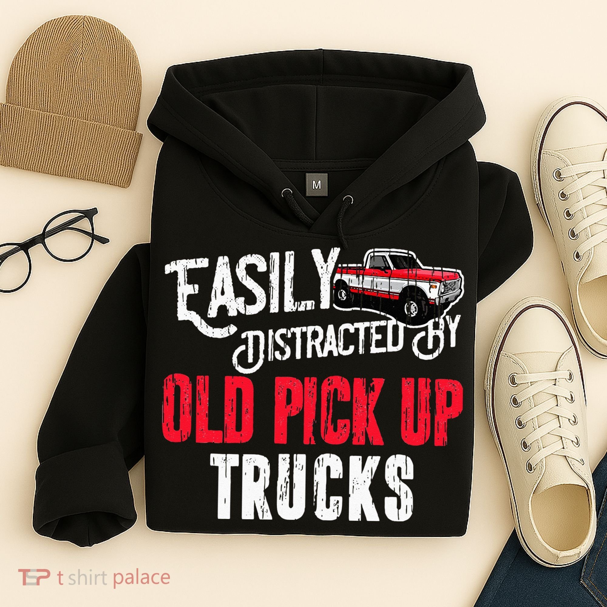 Easily Distracted By Old Pickup Trucks Classic Cars Hoodie