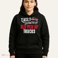 Easily Distracted By Old Pickup Trucks Classic Cars Hoodie thumb 5