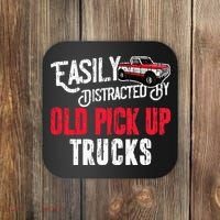 Easily Distracted By Old Pickup Trucks Classic Cars Coaster thumb 0