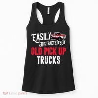 Easily Distracted By Old Pickup Trucks Classic Cars Women's Tank Top thumb 0