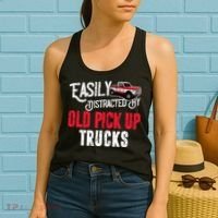 Easily Distracted By Old Pickup Trucks Classic Cars Women's Tank Top thumb 2