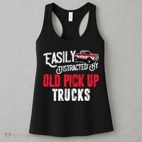 Easily Distracted By Old Pickup Trucks Classic Cars Women's Tank Top thumb 3