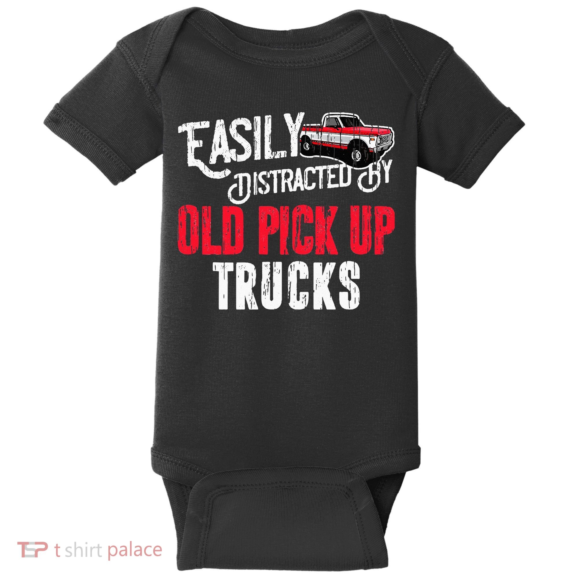 Easily Distracted By Old Pickup Trucks Classic Cars Baby Bodysuit