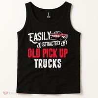 Easily Distracted By Old Pickup Trucks Classic Cars Tank Top thumb 2