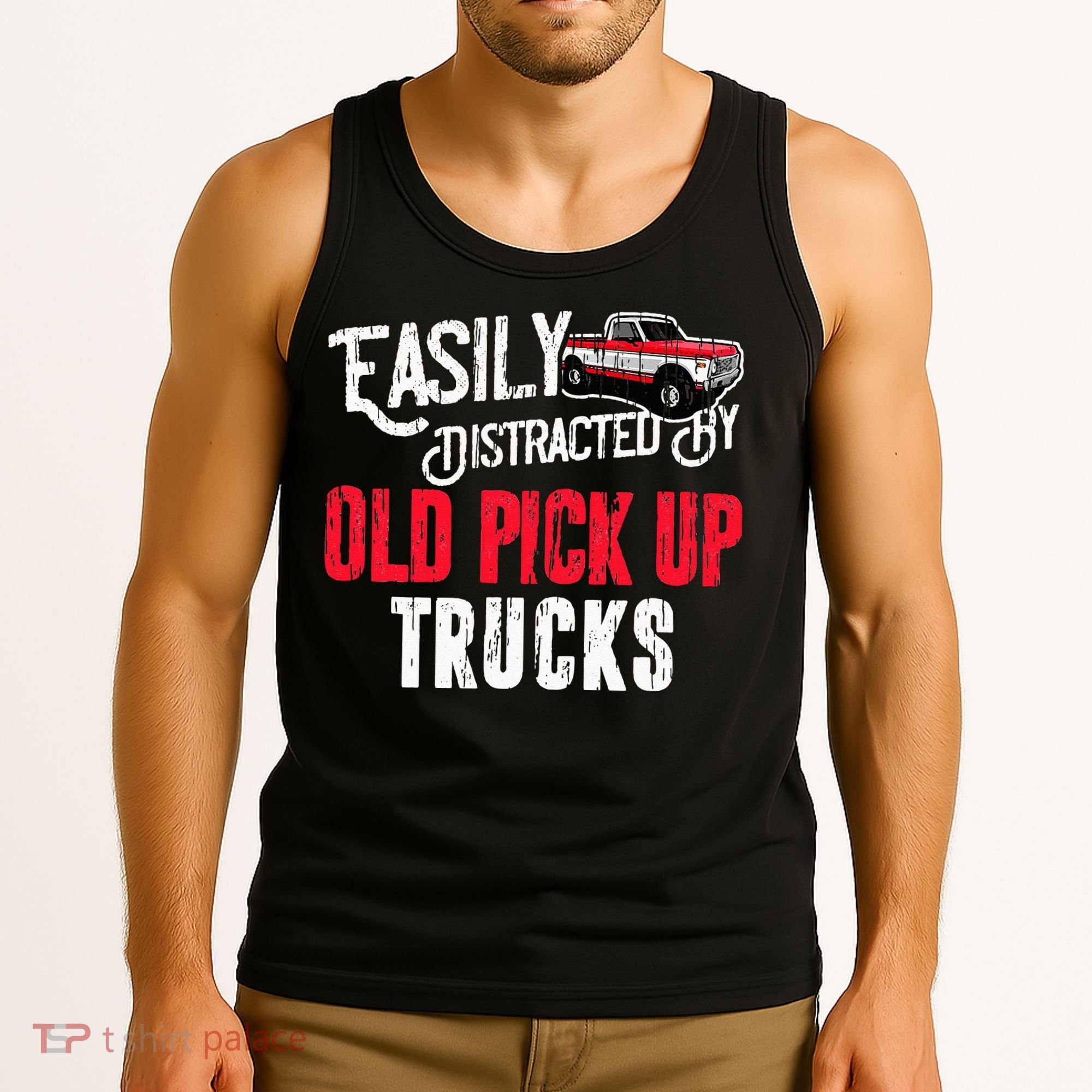 Easily Distracted By Old Pickup Trucks Classic Cars Tank Top