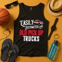 Easily Distracted By Old Pickup Trucks Classic Cars Tank Top thumb 4