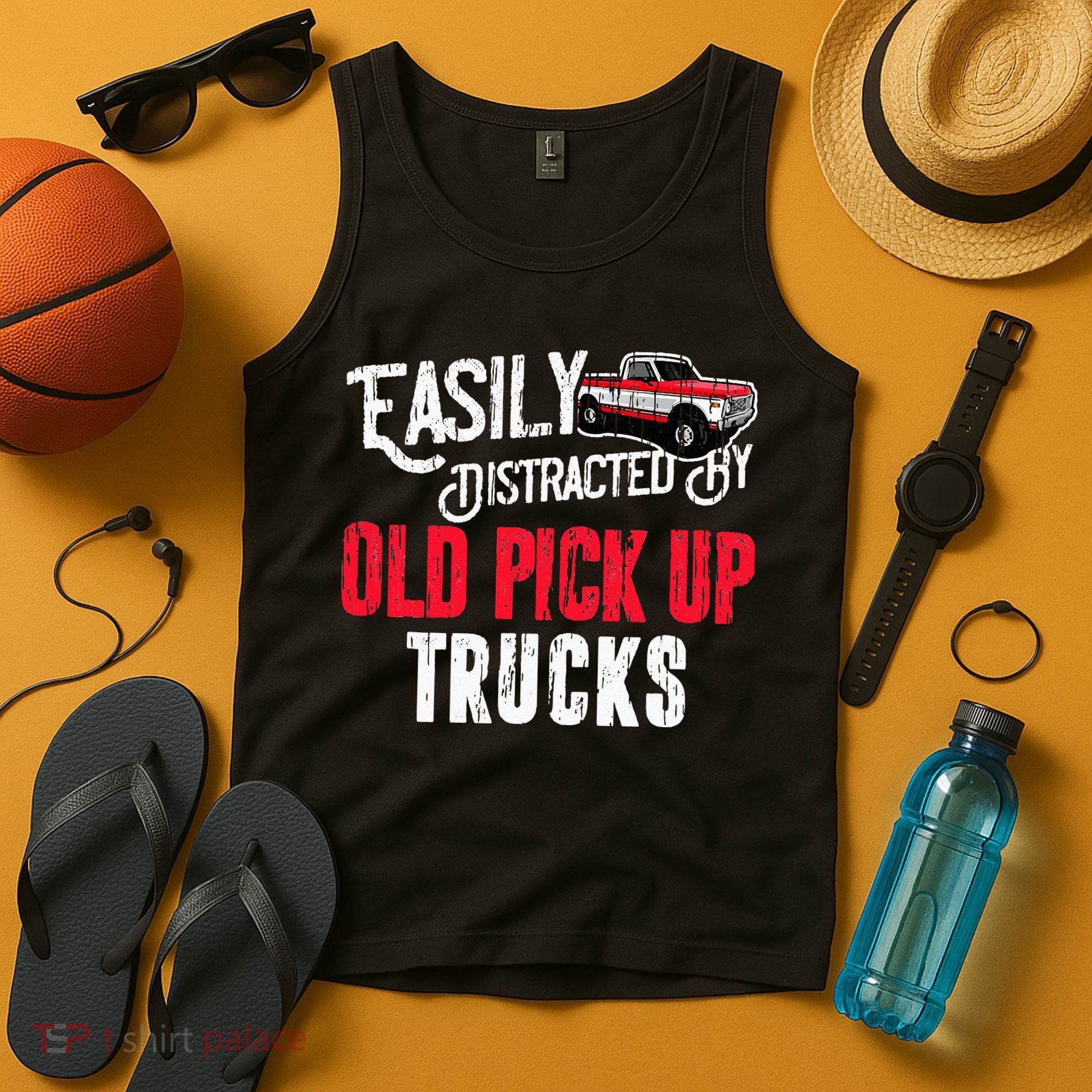 Easily Distracted By Old Pickup Trucks Classic Cars Tank Top