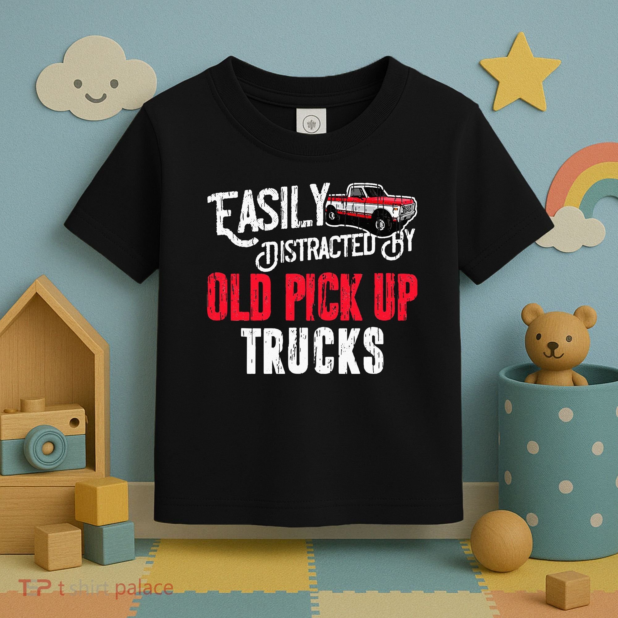Easily Distracted By Old Pickup Trucks Classic Cars Toddler T-Shirt